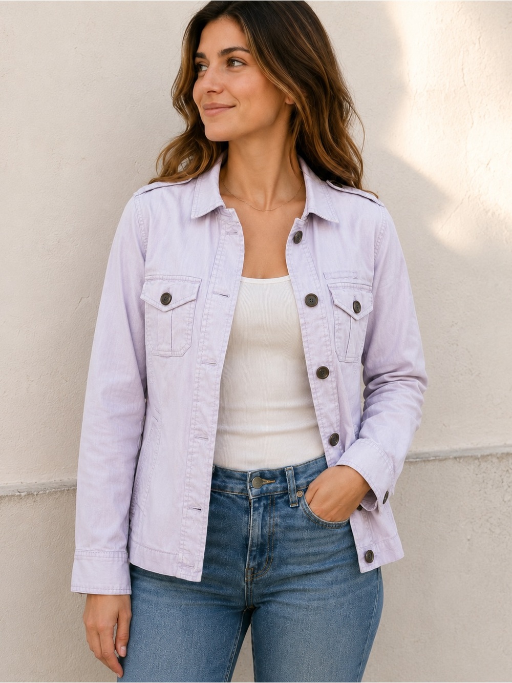 Lavender Utility Jacket Stretch Cotton XS